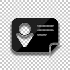 Poster - Identification card icon. Black glass icon with soft shadow on t
