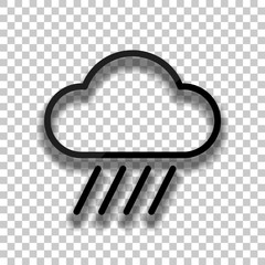 Poster - cloud and rain. weather simple icon. linear style. black glass i