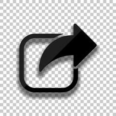 Poster - Share icon. Arrow and square. Black glass icon with soft shadow
