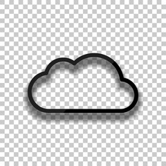 Poster - Simple cloud. Linear symbol with thin outline. Black glass icon