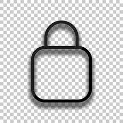 Poster - Simple lock icon. Linear symbol, thin outline. Black glass icon