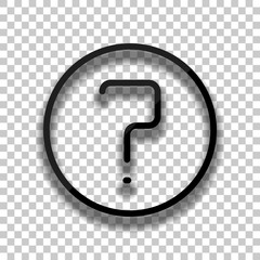 Poster - Simple question in circle. Linear, thin outline. Black glass ico