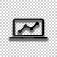 Poster - Finance graphic, grow. Black glass icon with soft shadow on tran
