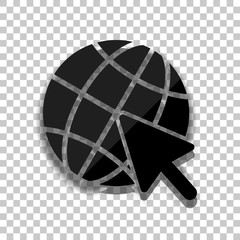 Poster - Globe and arrow icon. Black glass icon with soft shadow on trans