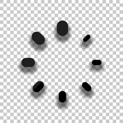 Poster - Simple loading symbol. Black glass icon with soft shadow on tran