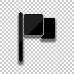 Wall Mural - Simple flag icon. Black glass icon with soft shadow on transpare