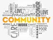 Community word cloud collage, social concept background