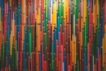 Colorful Pencil Wall Creative Background As Backdrop Or Wallpaper For Design. Many Multicolored Pencils Pattern