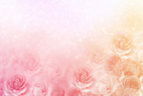 beautiful roses flower border in soft vintage tone color with glitter romance background for valentine or wedding card 