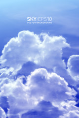 Wall Mural - vertical vector background with realistic blue sky and clouds. the image can be used to design a ban