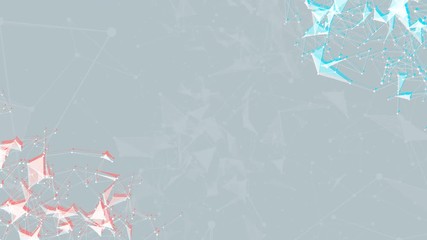 Poster - Red and blue. Shadow.Scientific background and abstract technology. Plexus digital dynamic wallpaper. Bound lines, triangles and points. Loop Animation
