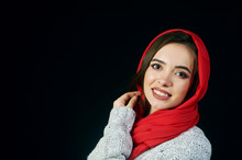 Portrait Of A Young Woman In A Red Scarf
