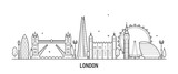 Fototapeta Fototapeta Londyn - London skyline, England, UK city buildings vector