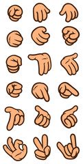 Wall Mural - Cartoon white hand gesture vector icon set