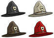 Cartoon canadian ranger top hat vector icon set