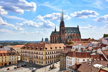 Amazing View Of The Old Tow And Cathedral Of St. Peter And Paul In Brno, Czech Republic