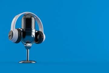 Canvas Print - Radio microphone with headphones