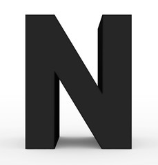 Wall Mural - letter N 3d black isolated on white