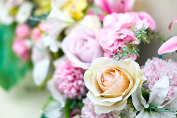 Close up many colorful flower (rose) for wedding & flower background or texture.