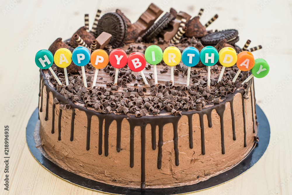 happy birthday chocolate cake Stock Photo | Adobe Stock