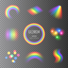 Vector Collection Of Transparent Colorful Rainbow Light Effects
