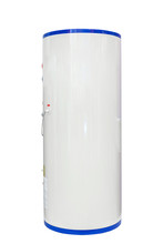 White Air Source Heat Pump Water Heater Isolated On A White Background. Including Clipping Path