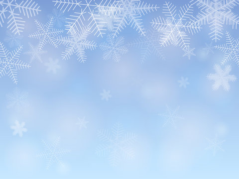 Snowflakes on blue background. Clipping mask. Vector illustration