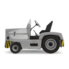 Wall Mural - Diesel Aircraft Tow Tractor on white. 3D illustration isolated on white background, side view