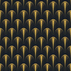 Wall Mural - Art Deco seamless pattern. Gold on black