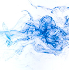 Blue smoke on white background