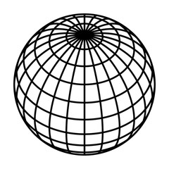 Wall Mural - earth planet globe grid of black thick meridians and parallels, or latitude and longitude. 3d vector