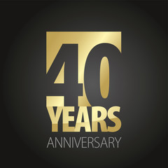 Wall Mural - 40 Years Anniversary gold black logo icon banner