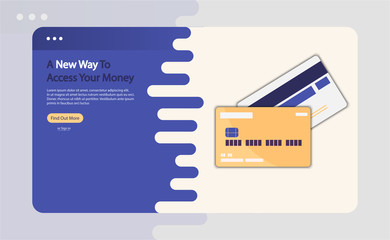 Aufkleber - Credit card advertising vector illustration. Design for Landing Page. Contactless bank credit (debit) card promotion creative concept. Vector illustration in flat style. Modern design