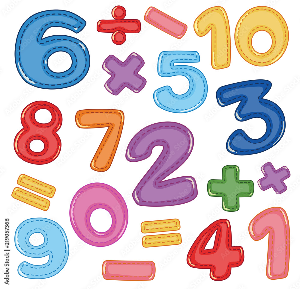 A set of number and math icon Stock Vector | Adobe Stock