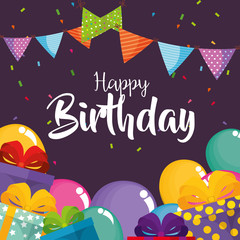 Sticker - happy birthday card with balloons air