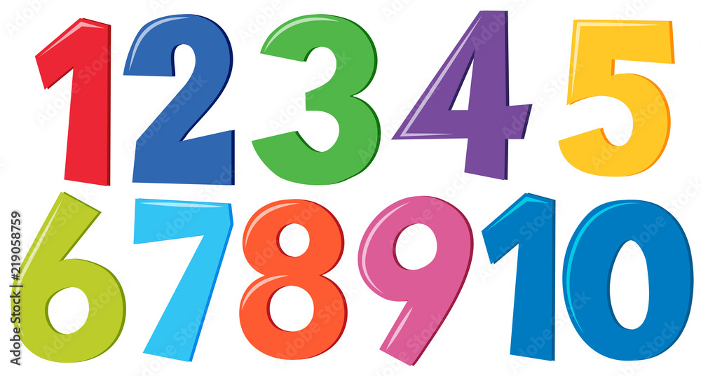 Set of colorful numbers - obrazy, fototapety, plakaty 