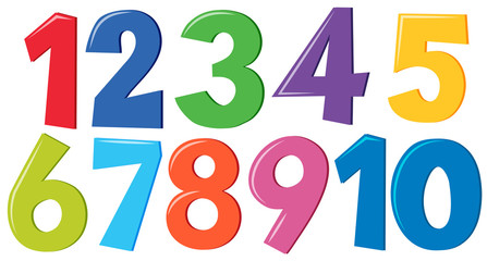 Wall Mural - Set of colorful numbers