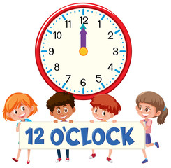 Sticker - Children and time 12 o'clock