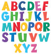 Colourful english alphabet on white background
