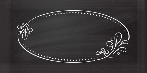 Wall Mural - Vector floral vintage frame on a chalkboard background.
