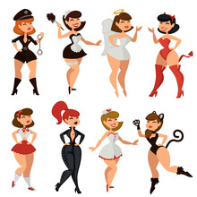 Sexy Woman Girl Striptease Clothes Vector Cartoon