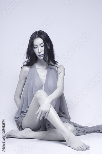 334px x 500px - Nude sexy beautiful Asian woman with long stylish black hair ...