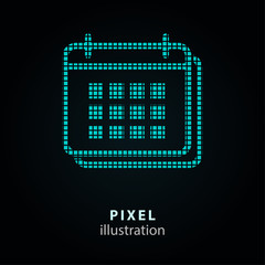 Sticker - Calendar day - pixel icon. Vector Illustration on black background. It is easy to change to any color.