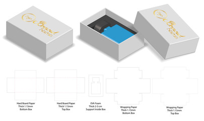 Box packaging die cut template 3d mock-up 