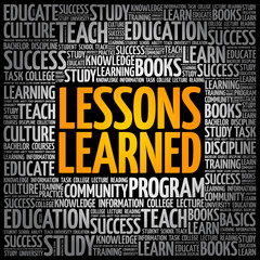 Wall Mural - lessons learned word cloud, education concept background