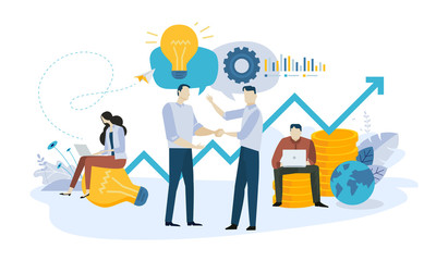 Wall Mural - vector illustration concept of business plan, startup, big idea, investment, crowdfunding, partnersh