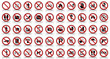 50 Verbots- & Warnschilder (Rot)