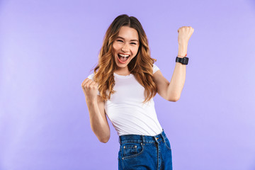 Sticker - Portrait of a cheerful young girl standing