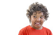 grimace of disgust. portrait of young boy grimacing of disgusty isolated on white background
