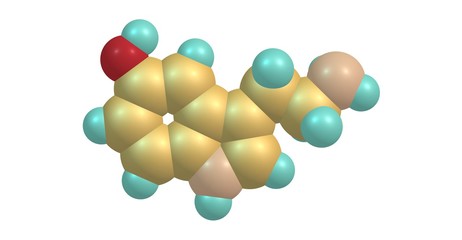 Poster - Serotonin molecular structure isolated on white